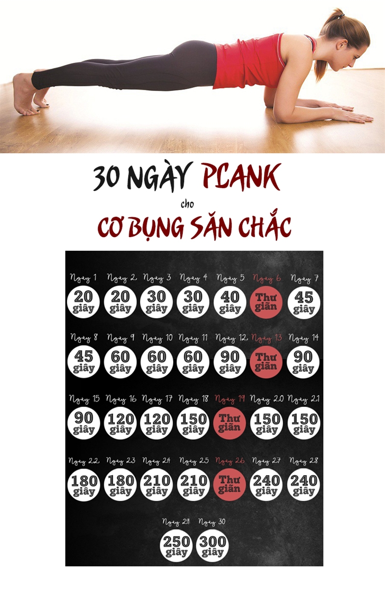 Lịch tập Plank trong 30 ngày