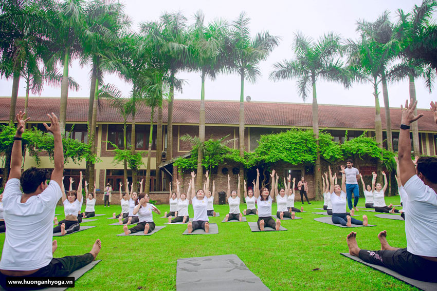tập luyện yoga ngoài trời khóa đào tạo hlv yoga